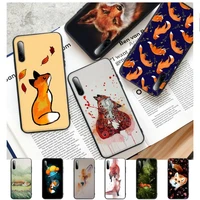 cute cartoon animal fox black silicone mobile phone cover case for redmi note 10 9 8 6 pro 4 4x 5 5a 7 8t 9s 10