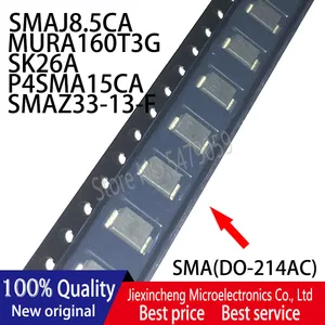 30PCS SMAJ8.5CA WT MURA160T3G MURA160 U4J SK26A P4SMA15CA 15C SMAZ33-13-F SMAZ33 ZJR SMA (DO-214AC) New original