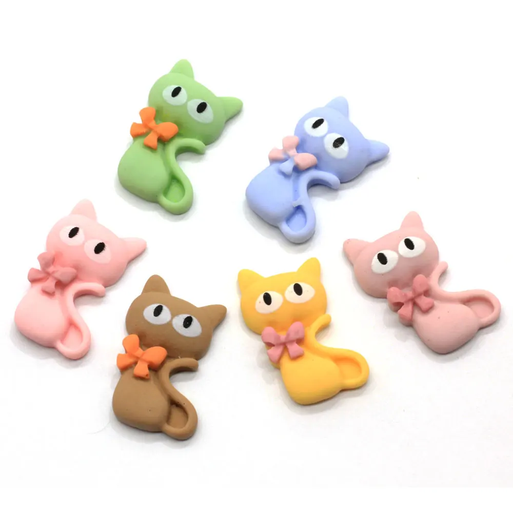 

50/100pcs Hot Popular Charms Resin Crafts Flat Back Cat Catty Beads Lovely Cabochons Stickers for Phone Case or Scrapbooking DIY