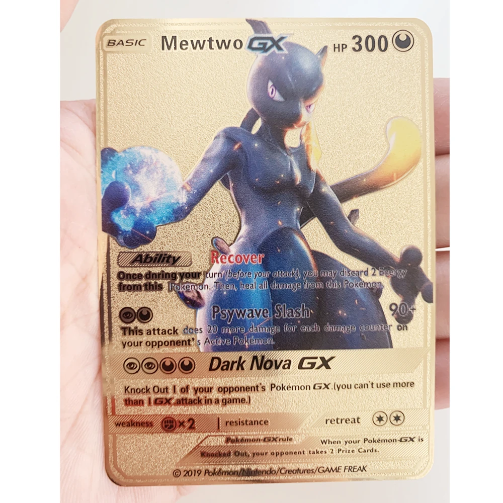 Metal dorado de cartas de Pok&eacute;mon Vmax Gx EX, colecci&oacute;n de cartas raras de Pikachu, juguete para ni&ntilde;os, 27-1