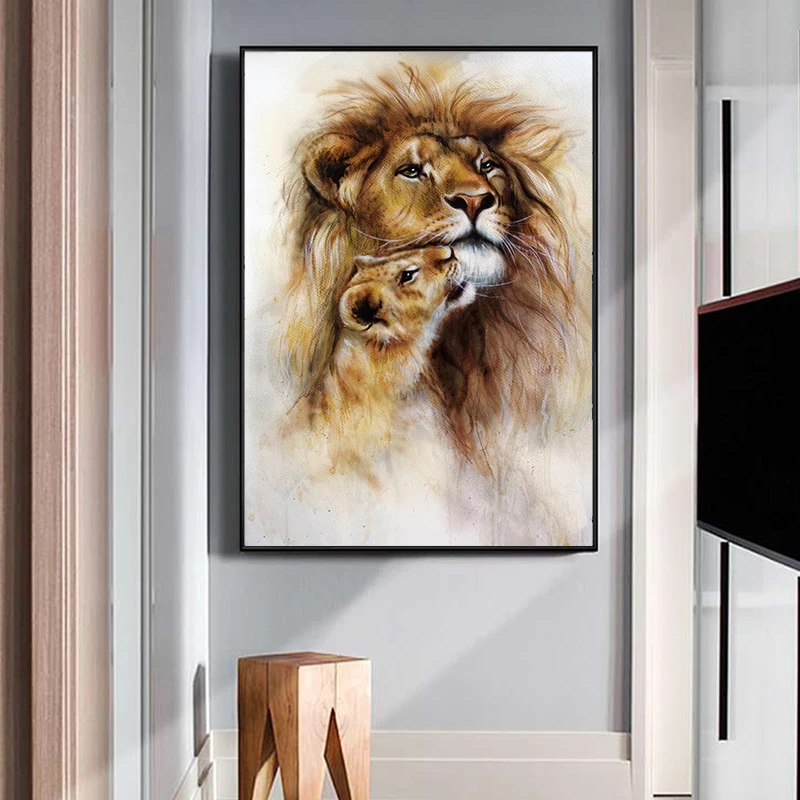 Абстрактные животные львица и ее ребенок куб MUTU холст живопись плакаты принты