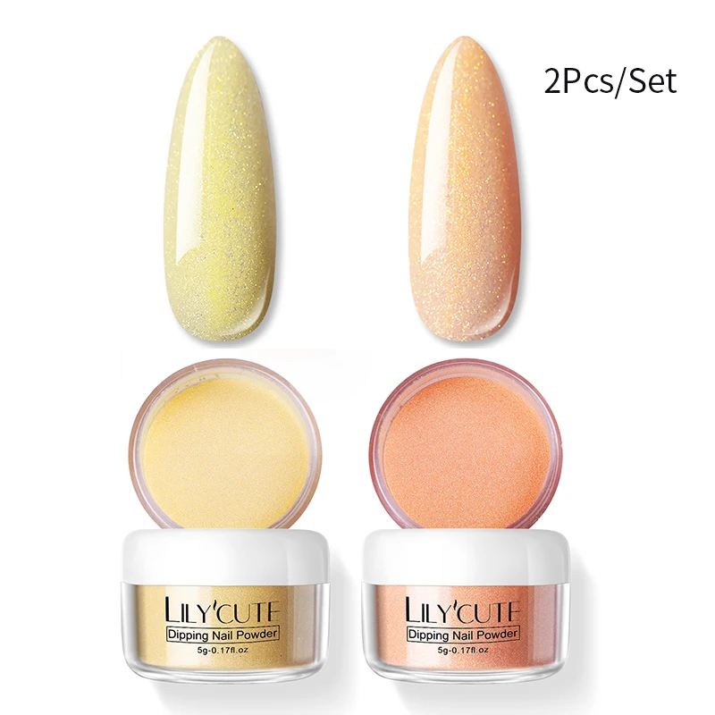 2Pcs Set 02 LILYCUTE комплект погружения ногтей Блеск порошок комплект Градиент Французский ногтей косметическая пудра Kit Красочные голографические натуральный сухой пигмент 2/3/4/8 шт - Цвет: 2Pcs Set 02