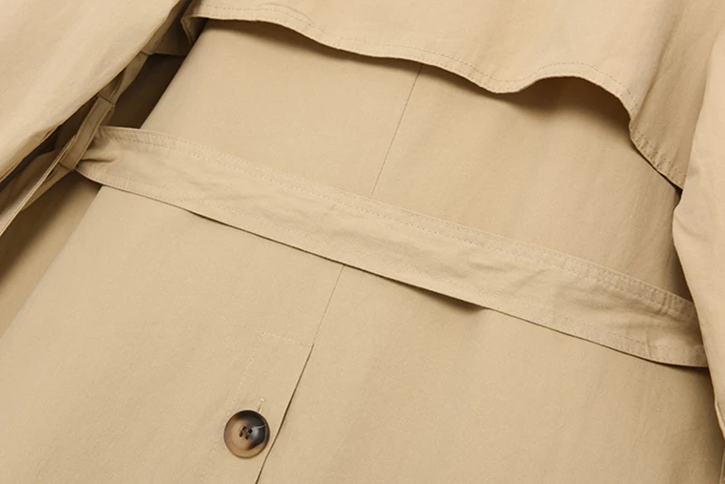 

[EAM] Women Khaki Sashes Big Size Trench New Lapel Long Sleeve Loose Fit Windbreaker Fashion Tide Spring Autumn 2021 1DD6915