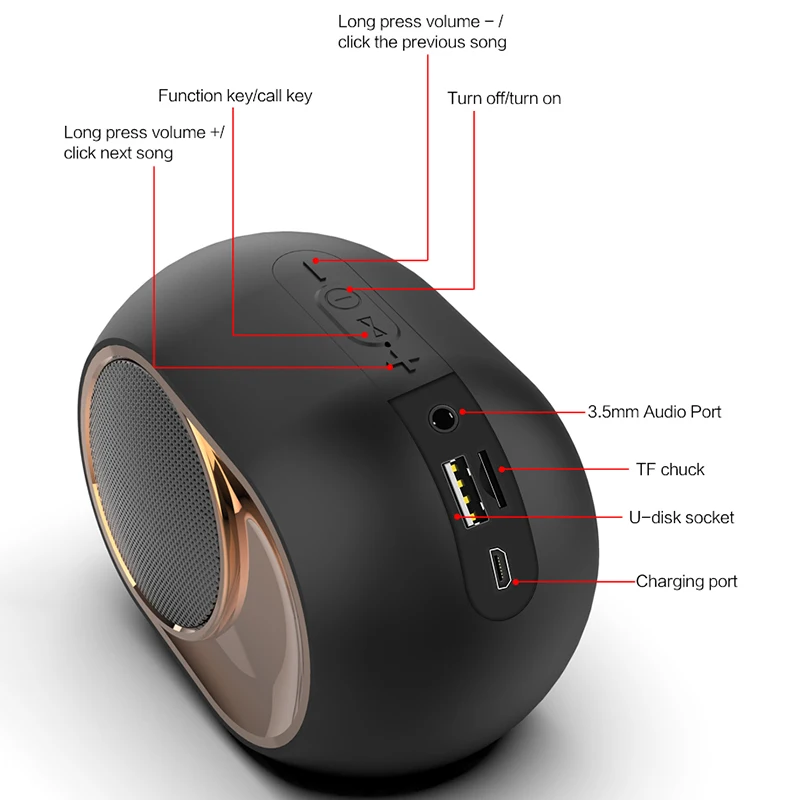 Беспроводной Bluetooth-динамик X6 с сабвуфером TWS Bluetooth 5 0 двухканальный поддержкой