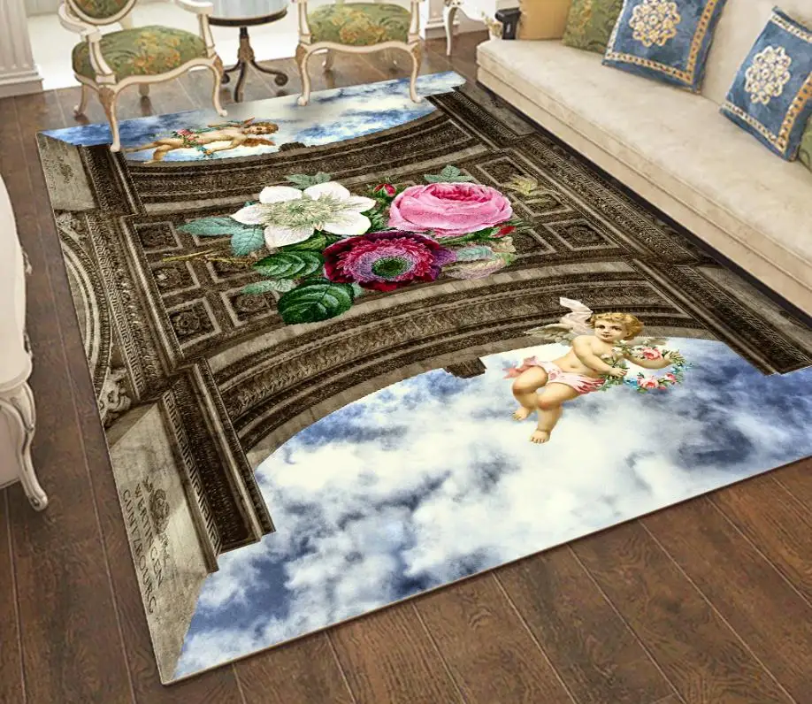 Самоклеящиеся ПВХ 3d напольные покрытия ковер с ангелом для гостиной спальни