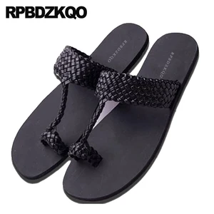 Сандалии мужские кожаные, мягкие босоножки без застежки, итальянский стиль, повседневная плетеная обувь, Тапочки для пляжа, лето