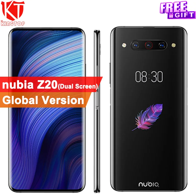 Мобильный телефон zte Nubia Z20 6,4"+ 5,1" 8G 128G Snapdragon 855 plus 2,96 GHz 4000mAh 48MP камера двойной экран телефона