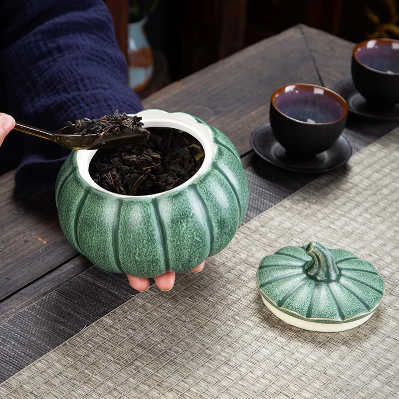 Китайский керамический чай кунг фу Цветной глянцевый контейнер для хранения с
