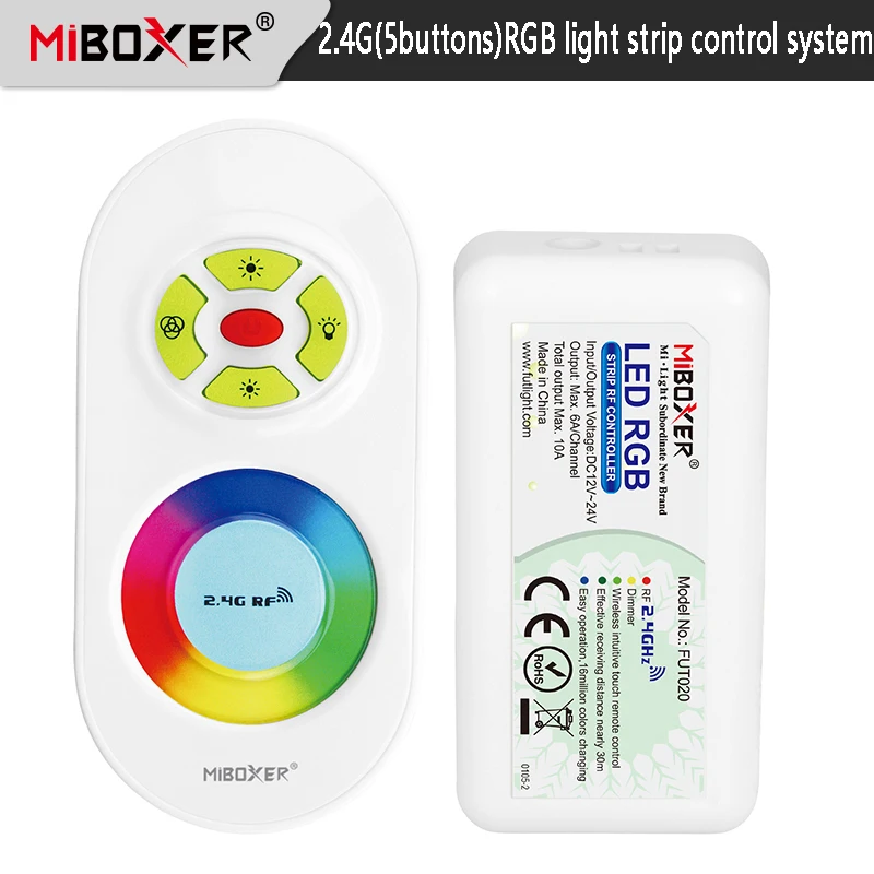 

Miboxer FUT020 DC12-24V 2.4GHz CCT RGB LED strip controller with RF remote control Max10A for 5050 3528 2835 LED strip