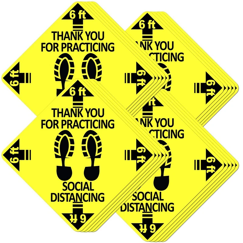 

5 Pack 12 Inch Square Social Distancing Floor Decals Safety Floor Sign Marker Maintain 6 Feet Distance Anti-Slip