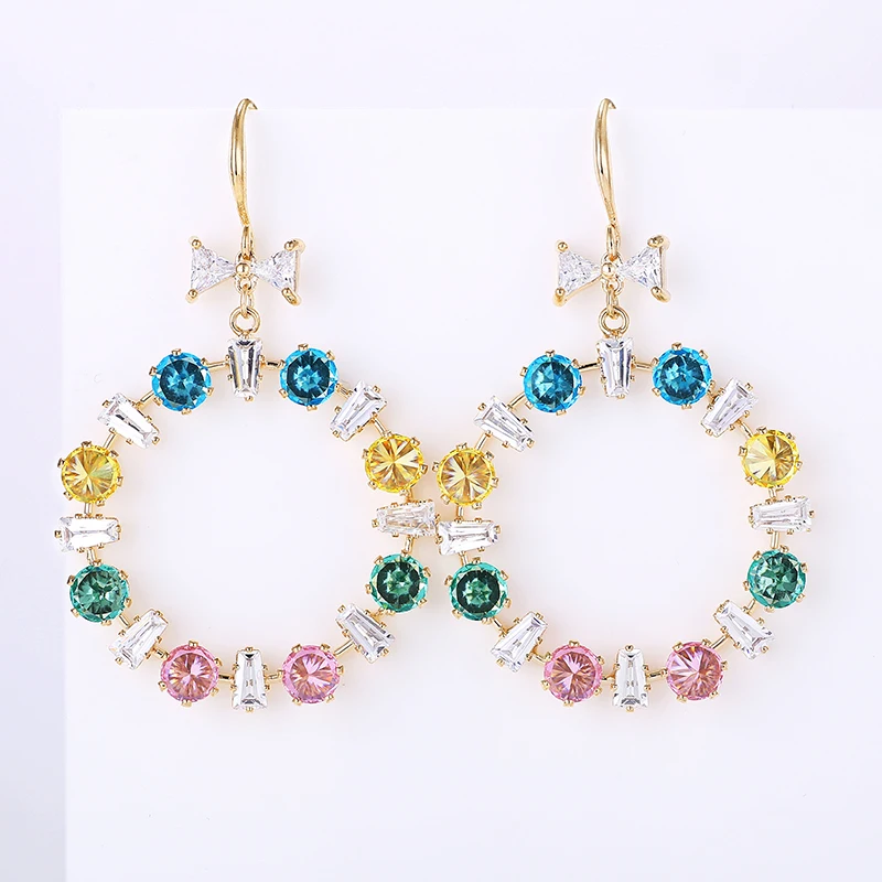 Модные ювелирные изделия для девушек Полный Кристалл из циркония круглые