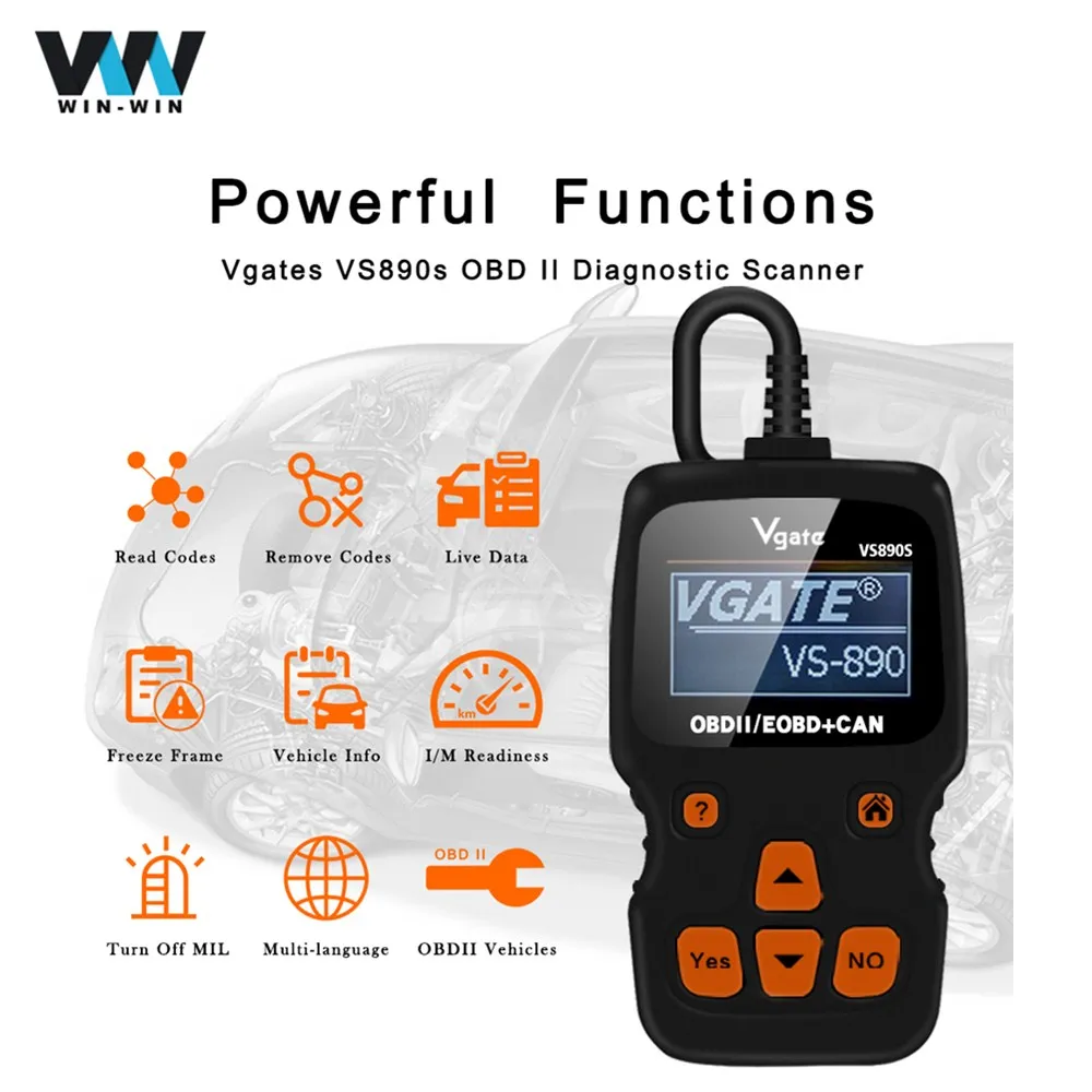 Vgate VS890S ELM327 V1.5 считыватель кодов CAN BUS OBD OBD2 автомобильный диагностический
