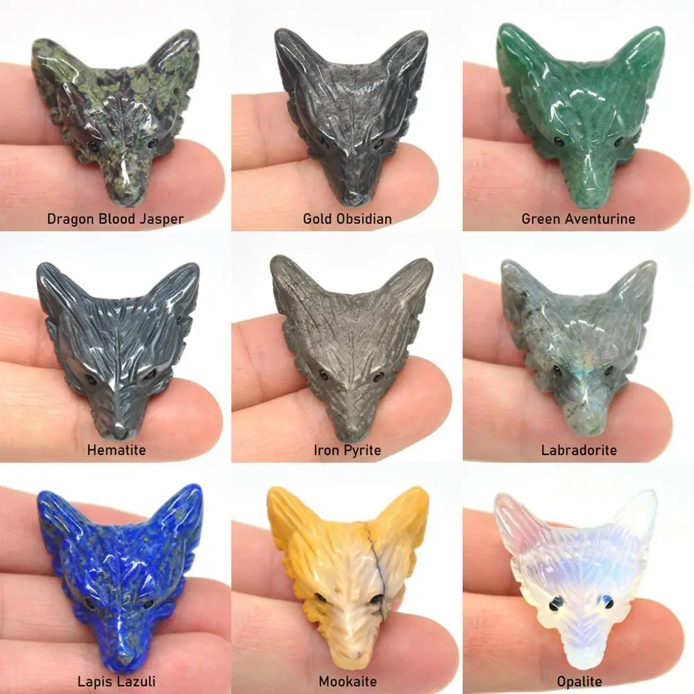 Ручная резьба голова волка драгоценный камень кристалл кулон аксессуары сделай