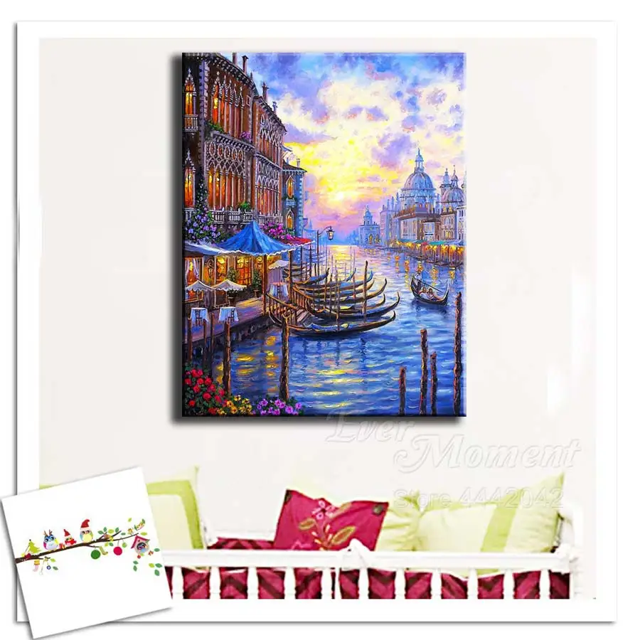 Алмазная живопись Ever Instant полная выкладка мозаика вышивка крестиком река лодка