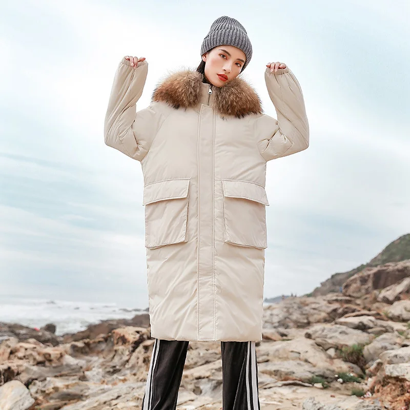 Женский пуховик с капюшоном длинное зимнее пальто женская одежда 2020 Воротник из