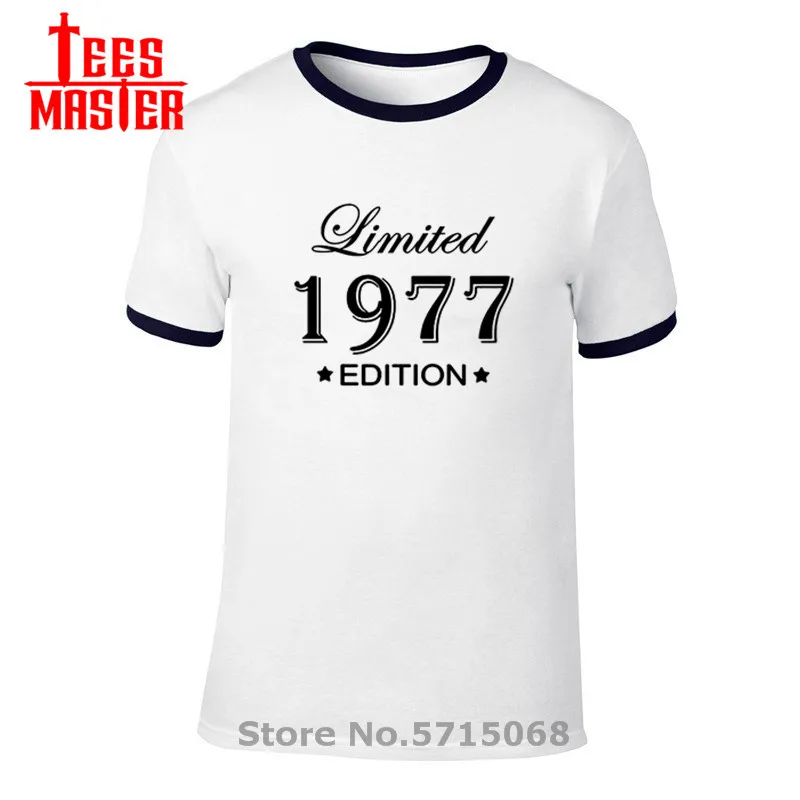 Новейшая модель Родившиеся в 1977 Футболка Мужская хлопковая футболка с О-образным