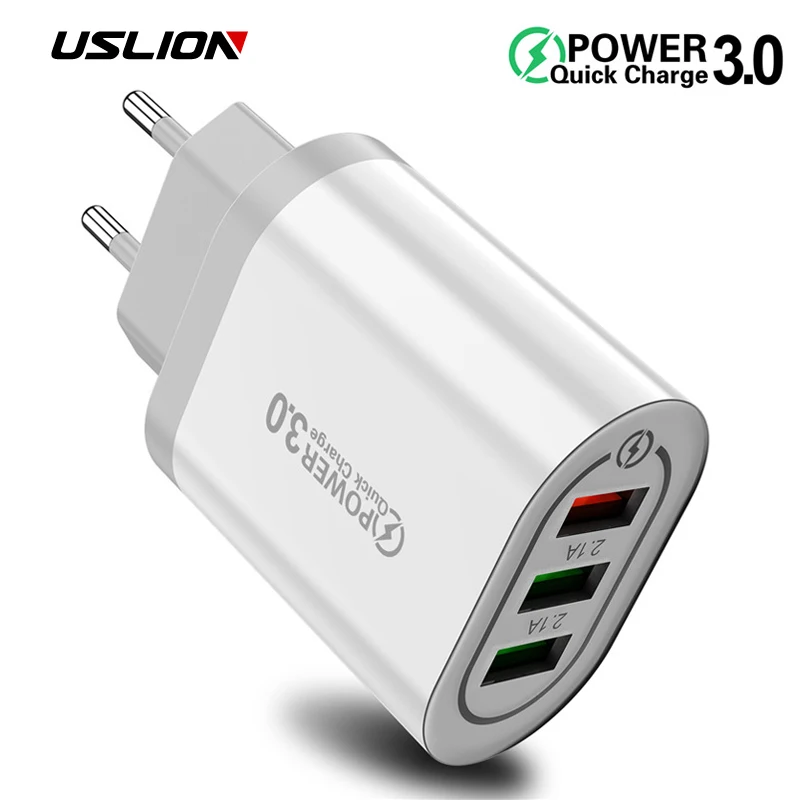USLION Quick Charge 3 0 USB зарядное устройство для iPhone X 7 samsung huawei Xiaomi 3A Быстрая зарядка