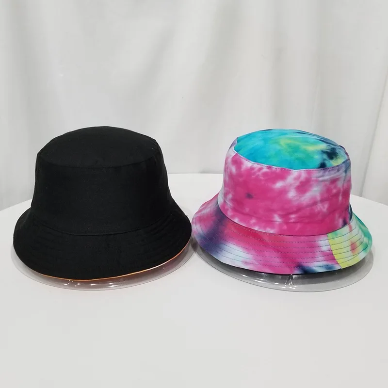 

1Pcs Fisherman Caps Women Men Printing Bucket Hats Summer Double Side Caps Sun Hat W118