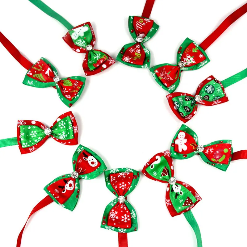 

Christmas Holiday Pet Cat Dog Collar Bow Tie Adjustable Xmas Neck Strap Cat Dogs Grooming Accessories Pet Decor Product Supplies