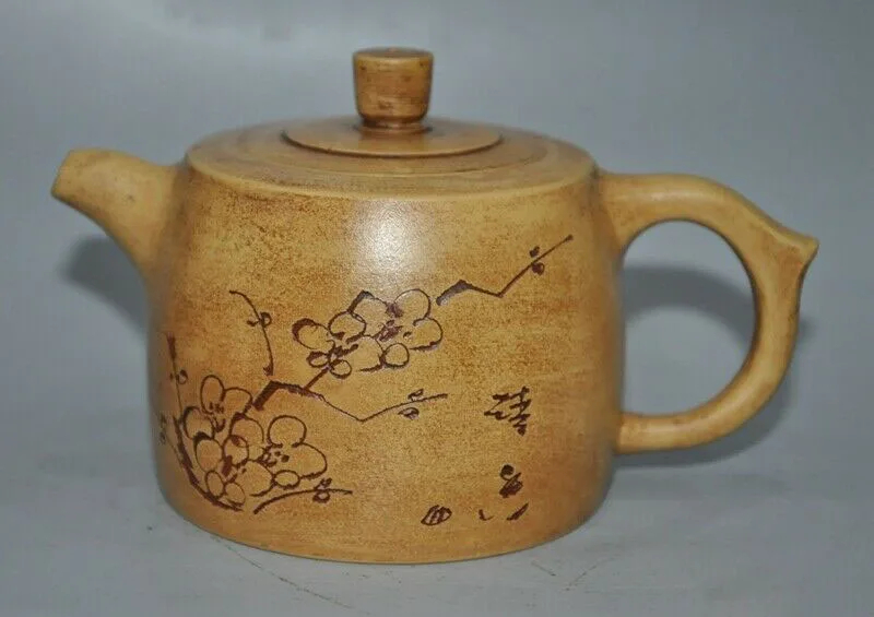

wedding decoration Old Chinese Yixing Zisha Pottery master carved Plum blossom Teapot pot Tea maker