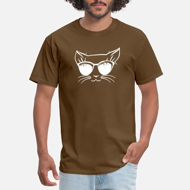 100% хлопок Забавный принт кошки 12 цветов мужские футболки с круглым вырезом