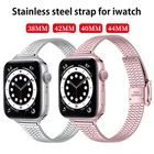 Ремешок для Apple Watch 6 5 4 3 2 1 42 мм 38 мм 40 мм 44 мм, металлический роскошный стальной браслет для наручных часов, браслет для iWatch Series se 6 5 4 3