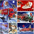 Санта-Клаус красный грузовик полная дрель квадратная круглая DIY 3D набор для алмазной живописи Детский Рождественский подарочная Алмазная мозаика холст постер