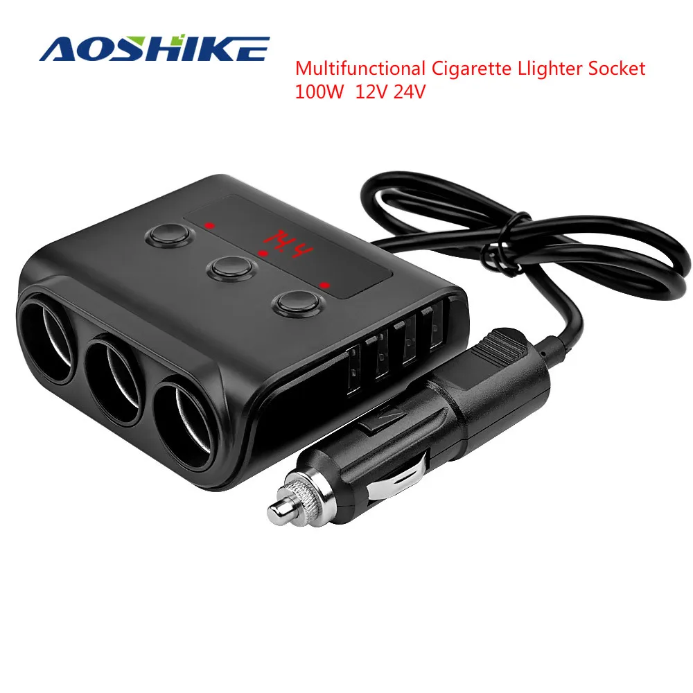 Универсальный автомобильный разветвитель AOSHIKE 3 способа 100 Вт 5 В а четыре USB порта