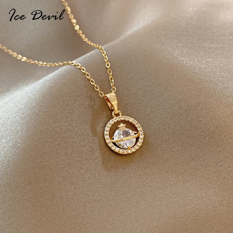 

Korean-Style Smart Zircon Geometry Pendant Niche Creative Design Clavicle Women's Chain Simple Ins-Necklace