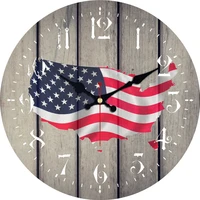 retro patriotism america flag clock vintage silent room kitchen gallery clock wall art office conference room large wall clock