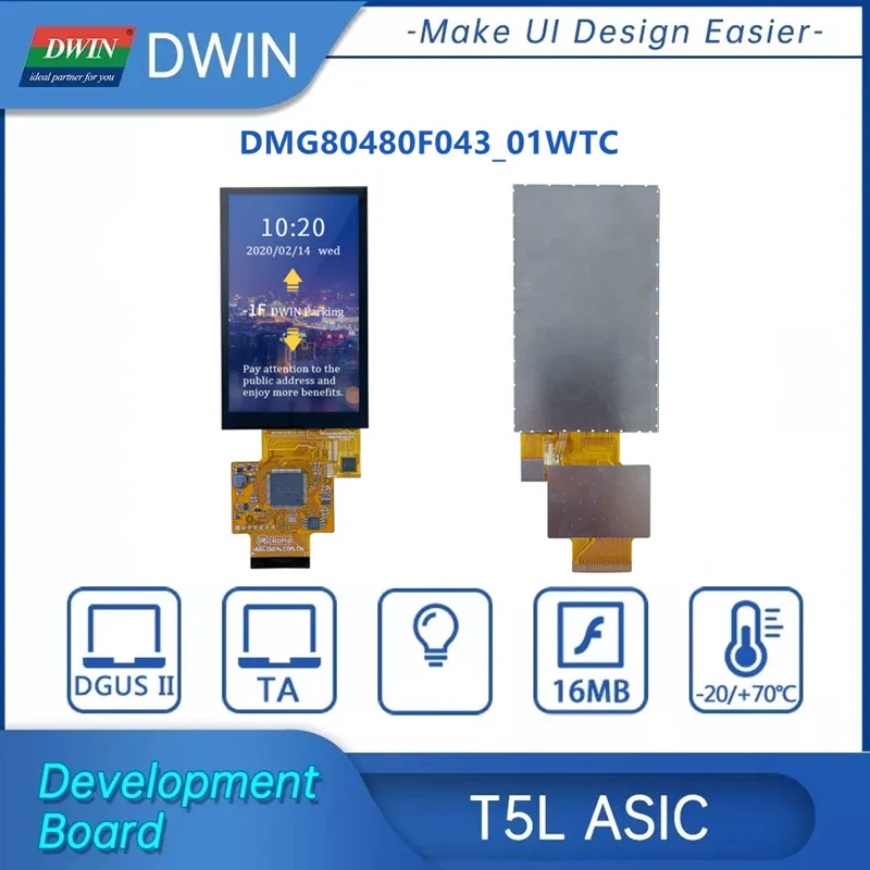 DWIN 4.3 بوصة TFT وحدة LCD 800*480 HMI شاشة تعمل باللمس هيكل COF لوحة عرض ذكية بالسعة LCM تشغيل DGUS II سيرتم