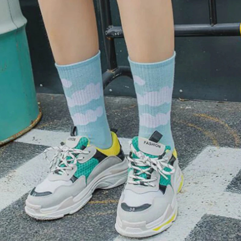 Носки для скейтборда с принтом Облака Звезды Луны модные уличные носки в стиле