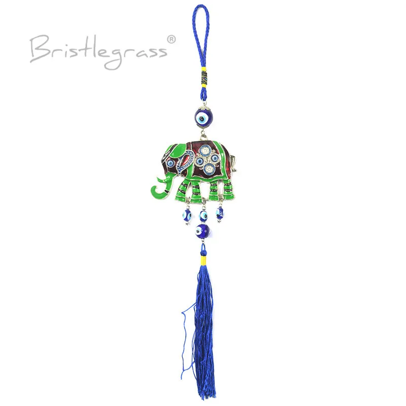 BRISTLEGRASS Турецкая голубой с клипсами Дурной глаз слон Ленточки настенный подвеска