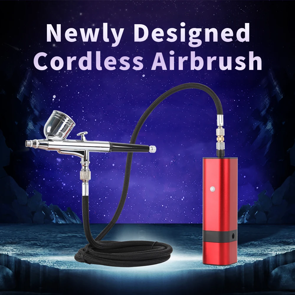 Cordless Airbrush Kit with Dual Action Gravity Type Spray Gun for Art Model Body Paint Artist Makeup Nail Tattoos Cake tools | Инструменты