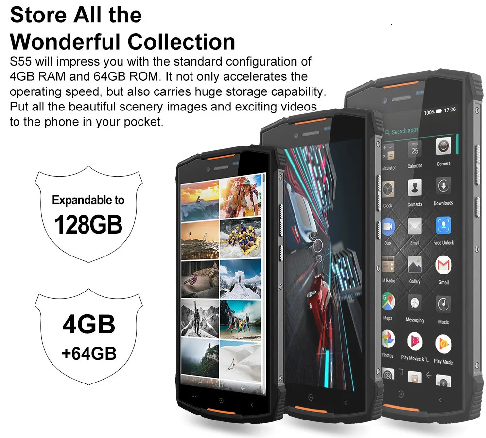 DOOGEE S55 прочный ударопрочный мобильный телефон android 8,0 5500 мАч 4 Гб ОЗУ 64 Гб ПЗУ MTK6750T Восьмиядерный 4G смартфон с быстрой зарядкой