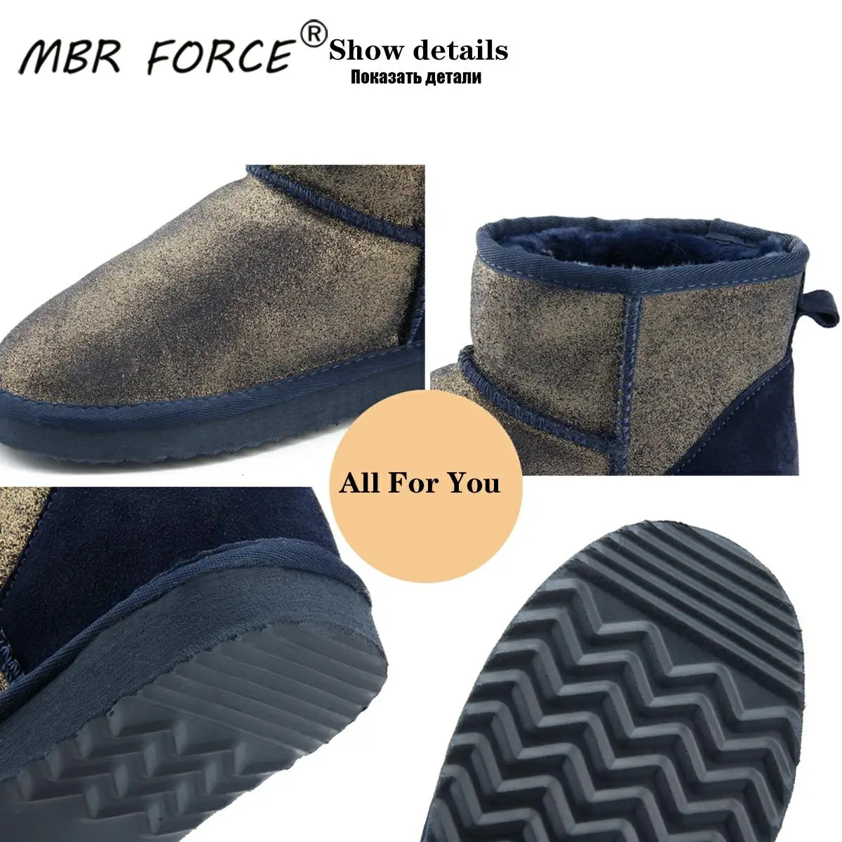 Женские ботинки из 100% натуральной кожи MBR FORCE теплые водонепроницаемые зимние