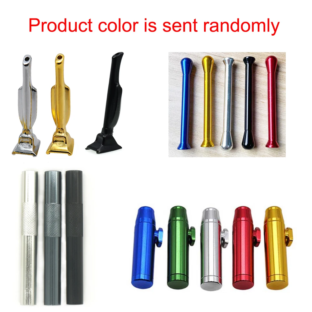 1Set Snuff Sniffer Metal Grinder Cutting Blade Funnel Aluminium Case Glass Storage Box Tobacco Smoking Cigarette Accessories images - 6