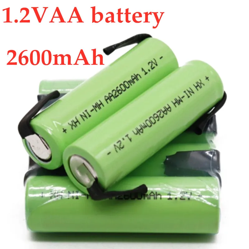 1.2V AA Rechargeable Battery 2600mah NI-MH Cell Green Housing with Solder Tabs for Philips Electric Shaver Razor Toothbrush | Электроника