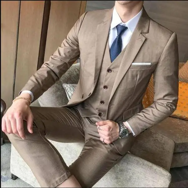 picture style color Новое поступление, индивидуальная шаль, черный нагрудный костюм жениха, свадебные Лучшие мужские костюмы, 3 предмета(пиджак+ брюки+ жилет), Королевский синий мужской костюм - Цвет: picture style color