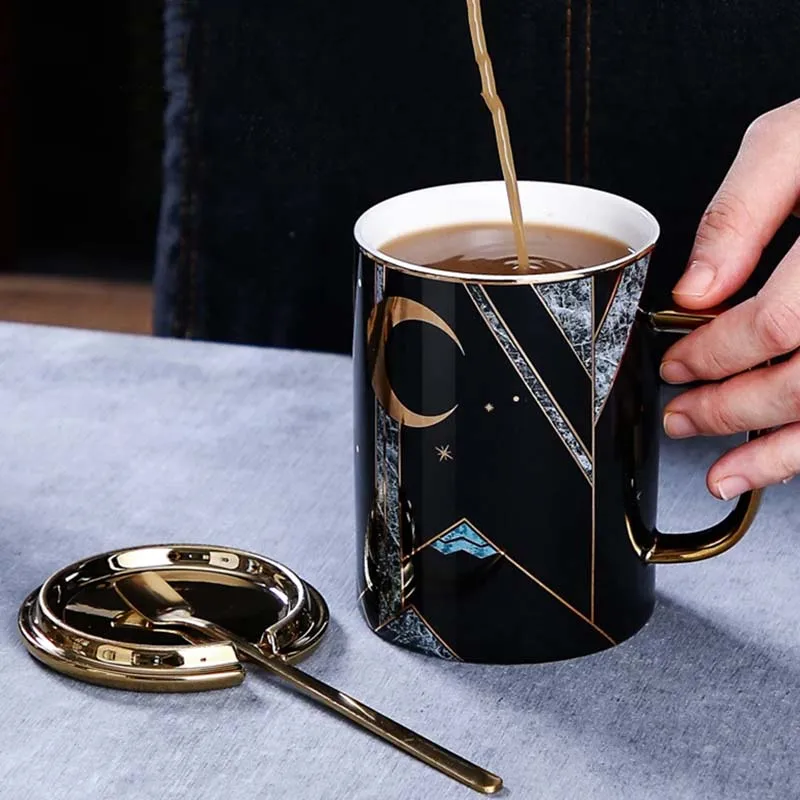 450 мл светильник роскошный разрисованный чехол золото Мрамор Кофе кружка с