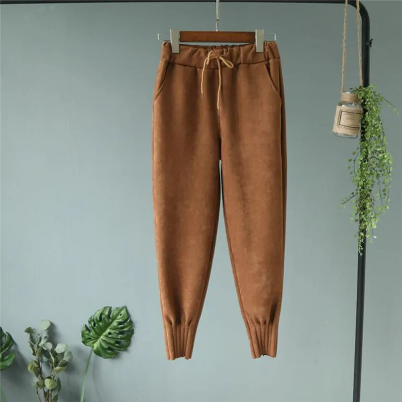 Осенне-зимние штаны Теплый Женский по щиколотку шерстяные штаны-шаровары с