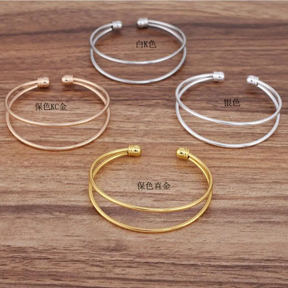 50pcs Simple Charm Bangle 60mm European and American Double Wire Wrapped Bangle Wrist Bracelet