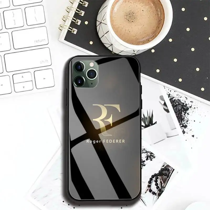 

Tennis Roger Federer RF Phone Case For Iphone 12 11 Pro MAX XR X 7 8Plus SE2020 DIY Shockproof Glass Soft Silicone Edge