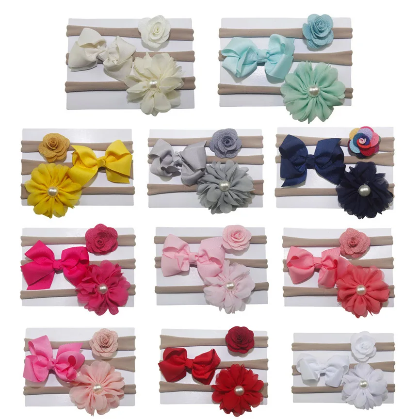 Детская повязка для волос цветок 3 шт. детская эластичная Цветочная девочек