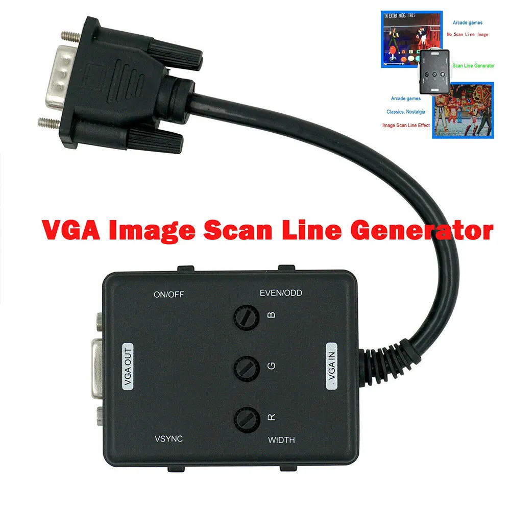

VGA Scanline генератор с удлинительным кабелем, Универсальный Классический самозаряжаемый Аркадный Игровой видеоэффект, Ностальгический конве...