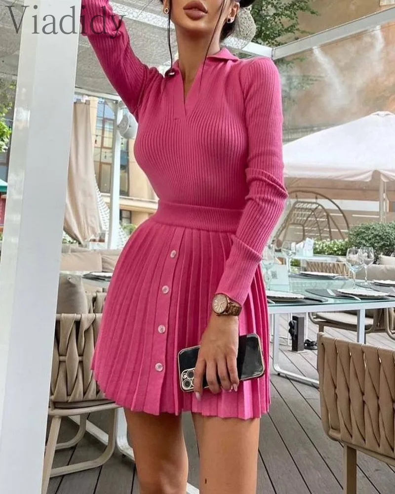 Женский комплект из 2 предметов элегантный однотонный трикотажный топ с длинным