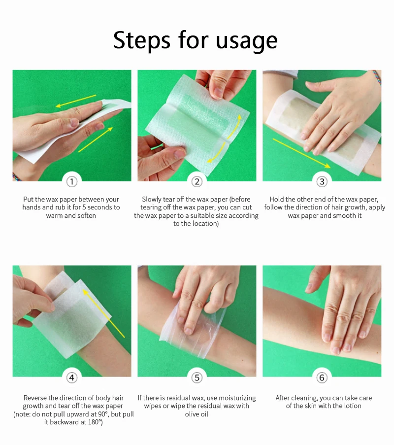 

40pcs Wax Strips Professional Summer Hair Removal Double Sided Cold Wax Strips Paper For Leg Body Hair Removal Epilator Set