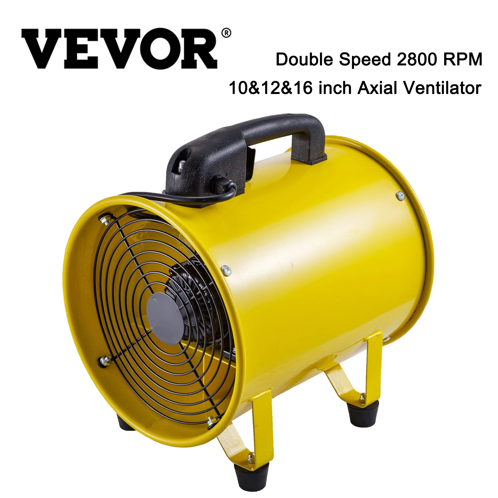 

VEVOR 10" 12" 16" Industrial Axial Ventilator Double Speed Portable Air Blower Fan No Duct High Velocity For tunnel Ventilation