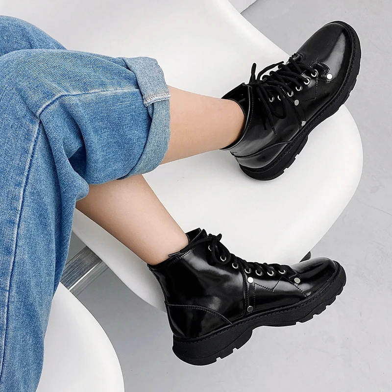 

Spring and autumn low-heeled strap buckle knight boots thick bottom ladies medium-sized women's high boots women short boots X01