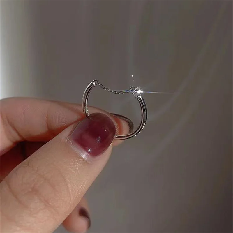 

2021 new Korean style chain zircon women's ring Personalized simple fashion adjustable ring Banquet wedding Jewelry wholesale